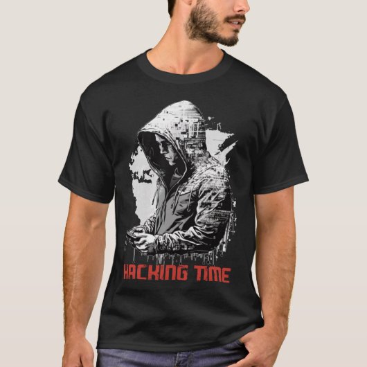Hackingtijd  Stijl Cybersecurity Hacking E T-shirt (Voorkant)