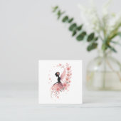 Hada Rosa con Flores de Sakura Vierkante Visitekaartje (Staand voorkant)