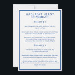 Hadlakat Nerot Chanukah Hébreu Guide anglais Carte<br><div class="desc">Ces cartes présentent les bénédictions de Hadlakat Nerot Chanukah, les trois bénédictions d'Hanoukka, écrites en hébreu, hébreu romanisé et anglais. Texte bleu foncé sur un arrière - plan blanc cravate les cartes au thème de la saison. Vous pouvez modifier le texte au besoin. Pour plus de fournitures Hanoukka utiles, visitez...</div>