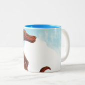 Hadrosaurus Dinosaur Tweekleurige Koffiemok (Voorkant rechts)