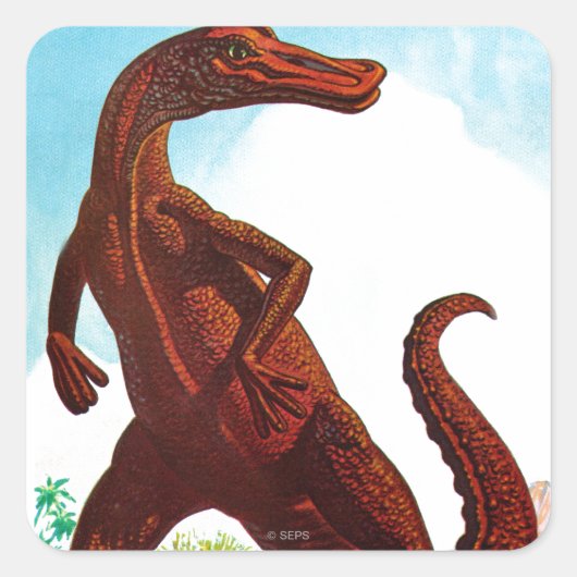 Hadrosaurus Dinosaur Vierkante Sticker (Voorkant)