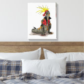 Hadrosaurus dinosaurus gekleed als een Punk. Canvas Afdruk (Insitu (Slaapkamer))