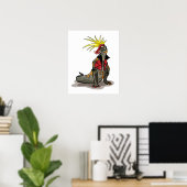 Hadrosaurus dinosaurus gekleed als een Punk. Poster (Thuiskantoor)