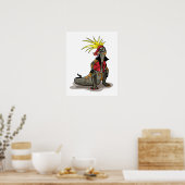 Hadrosaurus dinosaurus gekleed als een Punk. Poster (Keuken)