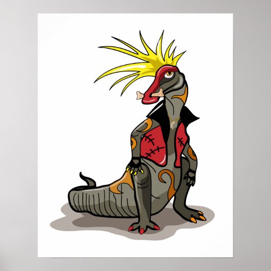 Hadrosaurus dinosaurus gekleed als een Punk. Poster (Voorkant)