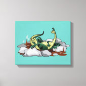 Hadrosaurus ontspannen in een jacuzzi. canvas afdruk (Voorkant)