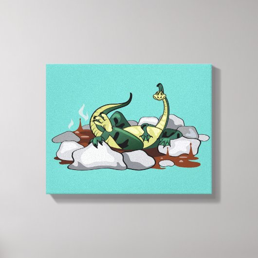 Hadrosaurus ontspannen in een jacuzzi. canvas afdruk (Voorkant)