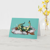 Hadrosaurus ontspannen in een jacuzzi. kaart (Gele Bloem)