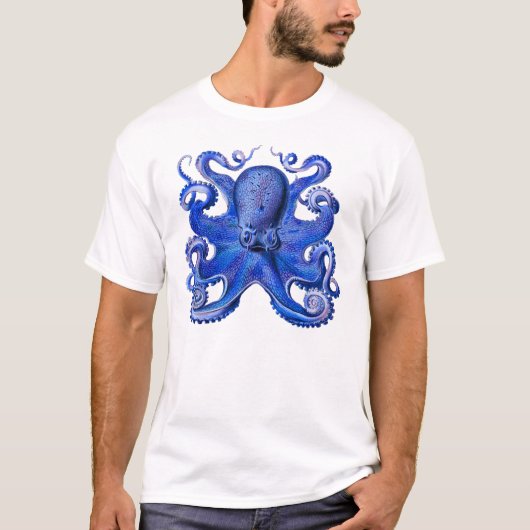 Haeckel Octopus Blue T-shirt (Voorkant)