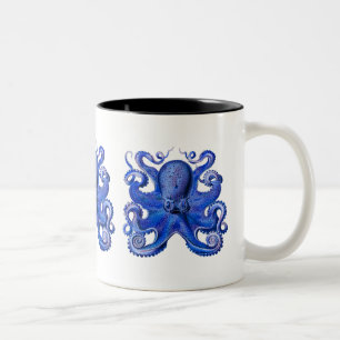 Haeckel Octopus Blue Tweekleurige Koffiemok