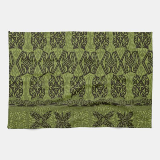 Haena Beach Hawaiian Primitive Tapa Theedoek (Horizontaal)