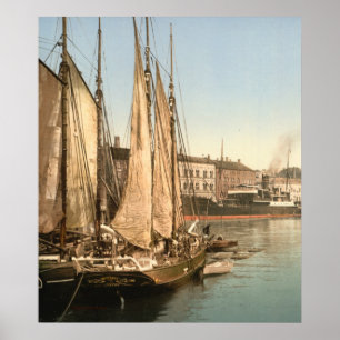 Hafenstraße Kopenhagen, Denemarken Poster