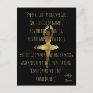 Hafiz Quote over Dance Golden Ballet Dancer Briefkaart