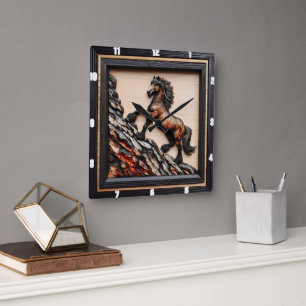 Haflinger Ascent: Zwart Bruin Hout Custom Vierkante Klok