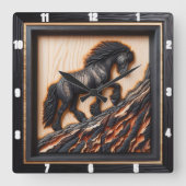 Haflinger Climb: Hout Art Custom Palette Vierkante Klok (Voorkant)