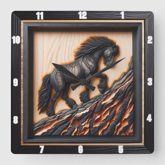 Haflinger Climb: Hout Art Custom Palette Vierkante Klok (Voorkant)