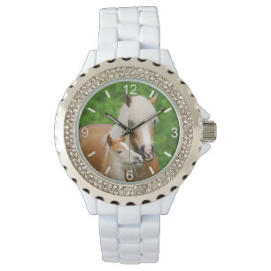 Haflinger Horses Cute Foal Kiss Mum - dial-bord Horloge