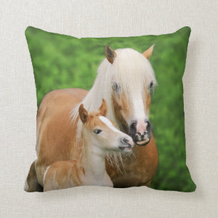 Haflinger Horses Cute Foal Kiss Mum Photo - Kussen