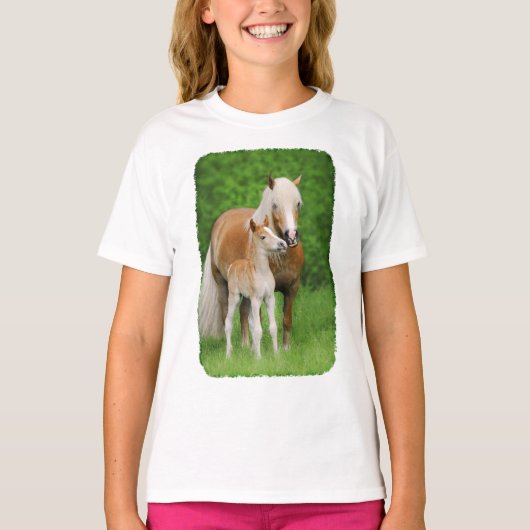 Haflinger Horses Cute Foal Kiss Mum Photo - Raglan T-shirt (Voorkant)