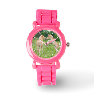Haflinger Horses Cute Foals Funny Photo dial-bord Horloge