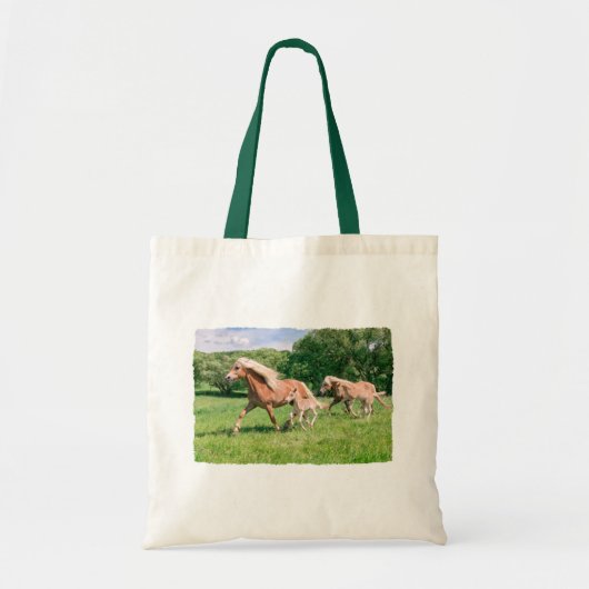 Haflinger Horses Cute Foals run Funny Animal Photo Tote Bag (Voorkant)