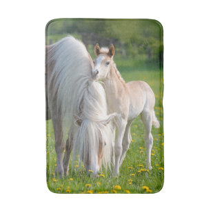 Haflinger-paarden koken Baby met foto van moeder Badmat