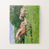 Haflinger-paarden met Cute Foals Draait Foto * Legpuzzel (Verticaal)