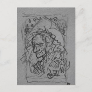 Hag Witch Sketch tekening Briefkaart