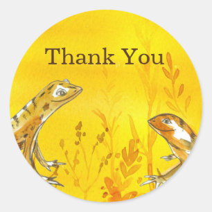 Hagedissen Waterverf Geel Dank u Ronde Sticker