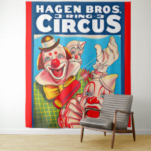 Hagen Brothers Circus poster print 1950 jaren Wandkleed