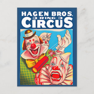 Hagen Brothers Circus poster uit 1950 Briefkaart