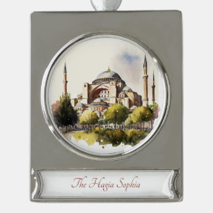 Hagia Sophia Travel Art Waterverf Ornament Verzilverd Banner Ornament