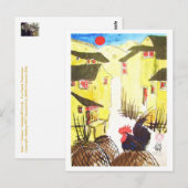 Hahn - "Daruma Chabo" - Coq * Cartes animaux-ART (Devant / Derrière)