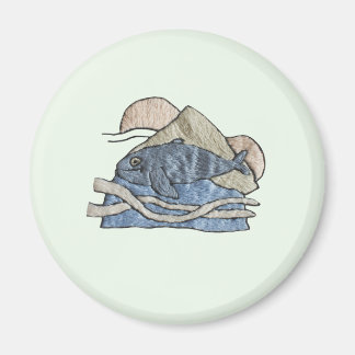 Hai im Stickdesign Magneet