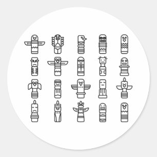 Haida Animals Indiaanse Indianen Haida Indigenous Ronde Sticker