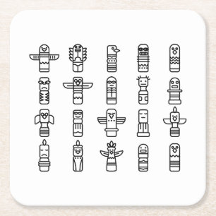 Haida Animals Indiaanse Indianen Haida Indigenous Vierkante Kartonnen Onderzetter