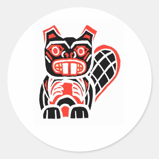 HAIDA BEAVER RONDE STICKER (Voorkant)