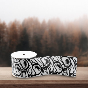 Haida Eagle Thunderbird Zwart Wit Patroon Grosgrain Lint