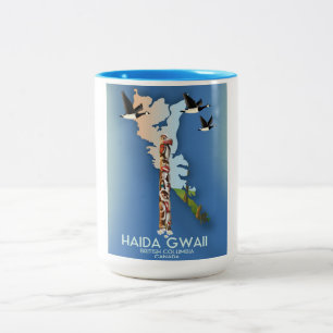 haida gwaii British Columbia Canadian map Tweekleurige Koffiemok