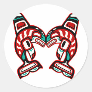 Haida Indian Killer Whales Orca Ronde Sticker