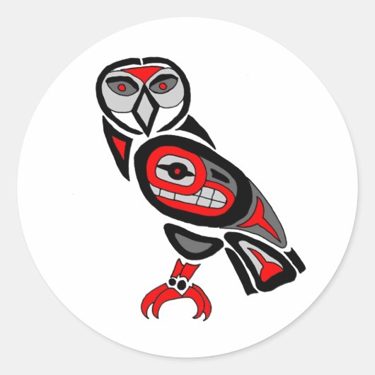 Haida Owl 2014 Ronde Sticker (Voorkant)