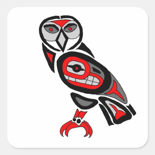 Haida Owl 2014 Vierkante Sticker (Voorkant)