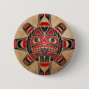 Haida Sun Mask Ronde Button 5,7 Cm