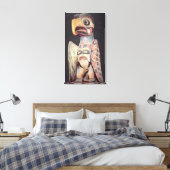 Haida "Thunderbird"-standbeeld (geschilderd hout) Canvas Afdruk (Insitu (Slaapkamer))