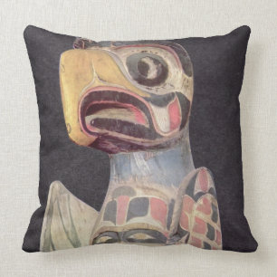 Haida "Thunderbird"-standbeeld (geschilderd hout) Kussen