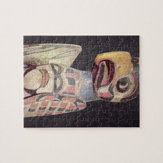 Haida "Thunderbird"-standbeeld (geschilderd hout) Legpuzzel (Horizontaal)