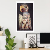 Haida "Thunderbird"-standbeeld (geschilderd hout) Poster (Thuiskantoor)