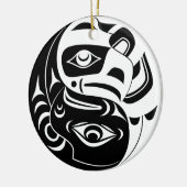 Haida Thunderbird Zwarte en Witte Adelaar Cirkel Keramisch Ornament (Links)