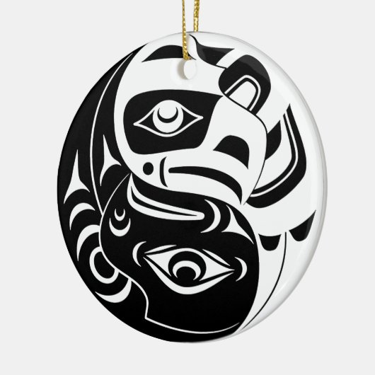 Haida Thunderbird Zwarte en Witte Adelaar Cirkel Keramisch Ornament (Links)