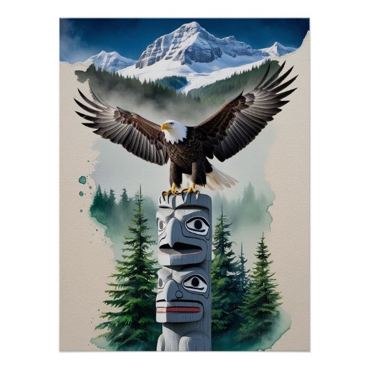 Haida Totem en Bald Eagle Perfect Poster (Voorkant)